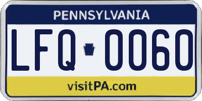 PA license plate LFQ0060