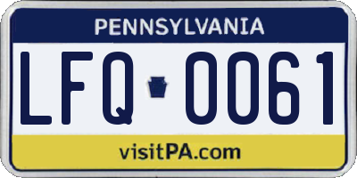 PA license plate LFQ0061