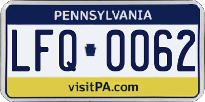 PA license plate LFQ0062