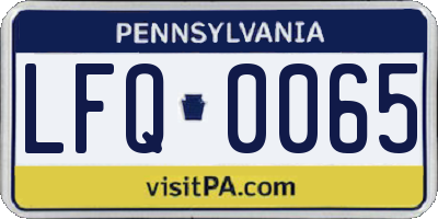 PA license plate LFQ0065