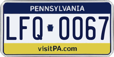 PA license plate LFQ0067