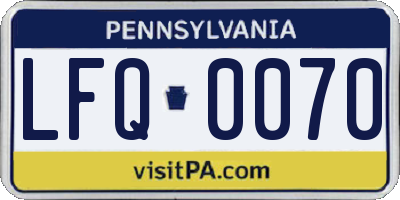 PA license plate LFQ0070