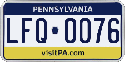 PA license plate LFQ0076