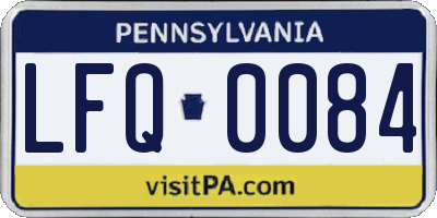 PA license plate LFQ0084