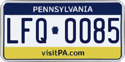 PA license plate LFQ0085