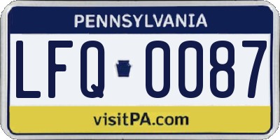 PA license plate LFQ0087