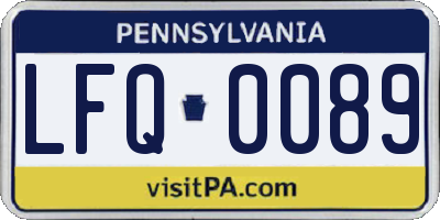 PA license plate LFQ0089