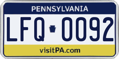 PA license plate LFQ0092