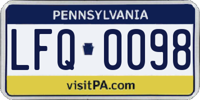 PA license plate LFQ0098