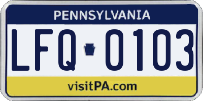 PA license plate LFQ0103