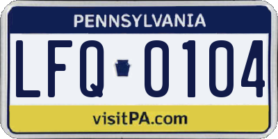 PA license plate LFQ0104