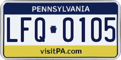 PA license plate LFQ0105