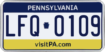 PA license plate LFQ0109