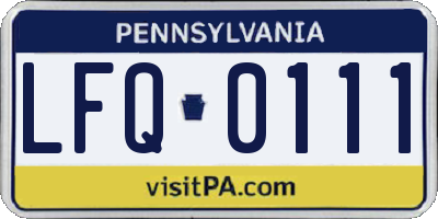 PA license plate LFQ0111