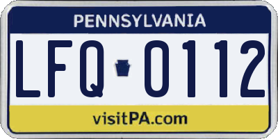 PA license plate LFQ0112