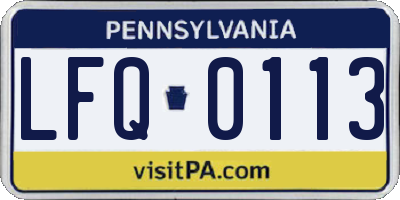 PA license plate LFQ0113