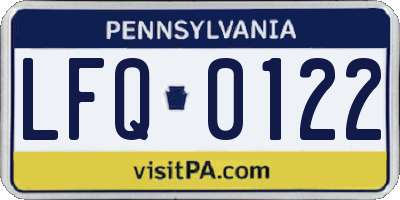 PA license plate LFQ0122