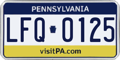 PA license plate LFQ0125
