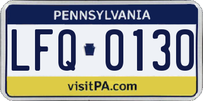 PA license plate LFQ0130