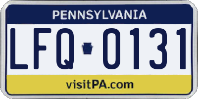 PA license plate LFQ0131