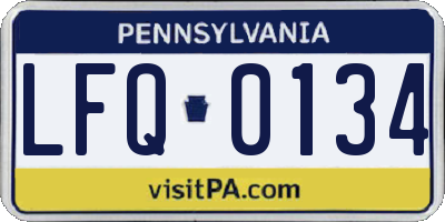 PA license plate LFQ0134