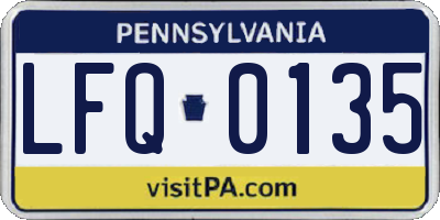 PA license plate LFQ0135