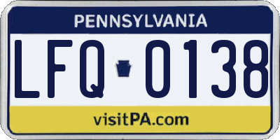 PA license plate LFQ0138