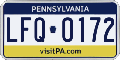 PA license plate LFQ0172