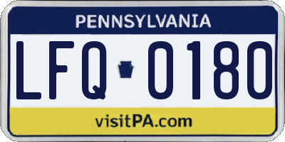 PA license plate LFQ0180