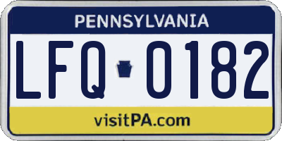 PA license plate LFQ0182