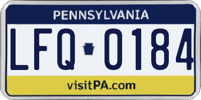 PA license plate LFQ0184