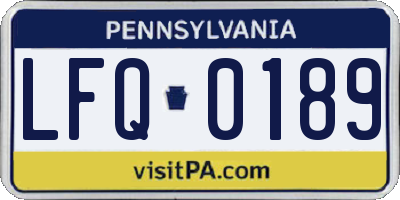 PA license plate LFQ0189