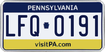 PA license plate LFQ0191
