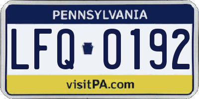 PA license plate LFQ0192