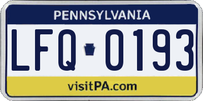 PA license plate LFQ0193