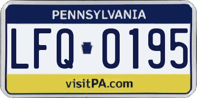 PA license plate LFQ0195