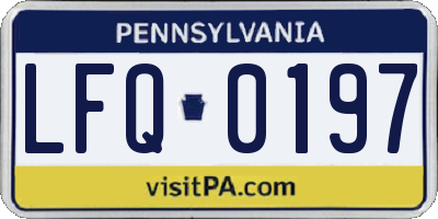 PA license plate LFQ0197