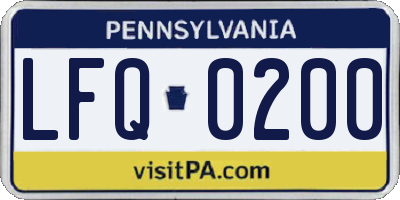 PA license plate LFQ0200
