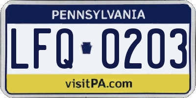 PA license plate LFQ0203