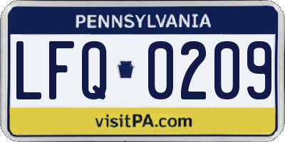 PA license plate LFQ0209