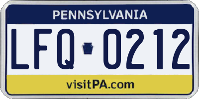 PA license plate LFQ0212
