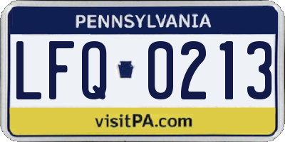 PA license plate LFQ0213