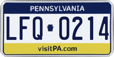 PA license plate LFQ0214