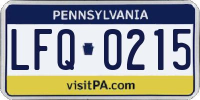 PA license plate LFQ0215