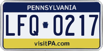 PA license plate LFQ0217