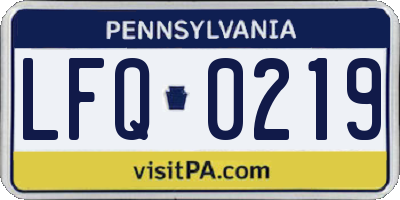 PA license plate LFQ0219