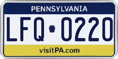 PA license plate LFQ0220