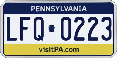 PA license plate LFQ0223