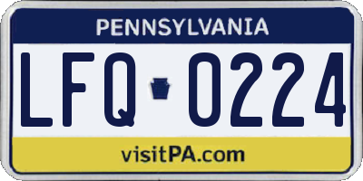 PA license plate LFQ0224