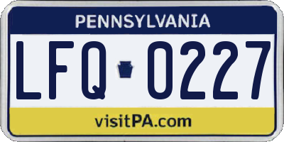 PA license plate LFQ0227